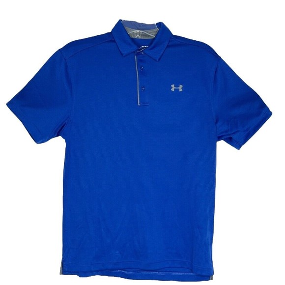 Under Armour Tech Polo Blue‎ Loose Fit Heatgear Golf Polo Shirt Mens Size Medium - Picture 1 of 6